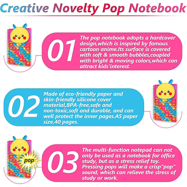 Pop Bubble Fidget Anteckningsbok, Popper Anteckningsbok För Flickor Pojkar, Stressavlastande Fidget Notes Arbetsbok För Barn Skola Hemma Högskola Kontor(regnbåge) Tie Dye-1 Pcs