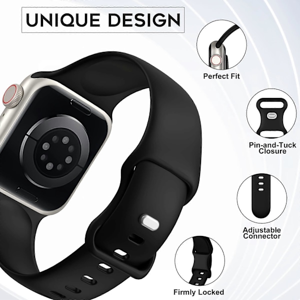 4-pack Sportband Kompatibla med Apple Watch Band 38/40/41mm, Silikon Ersättningsarmband för iWatch Ultra/Ultra Serie 9 8 7 6 5 4 3 2 1 SE