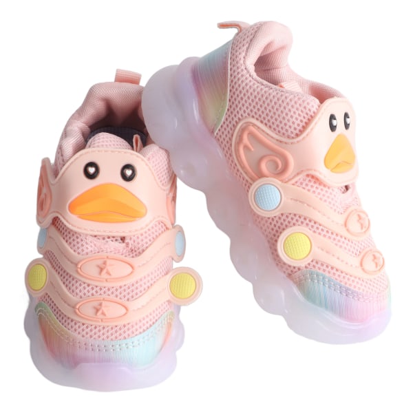 Baby Cartoon Sneakers LED Light Up Andas halksäkra barn löparskor för utomhus rosa