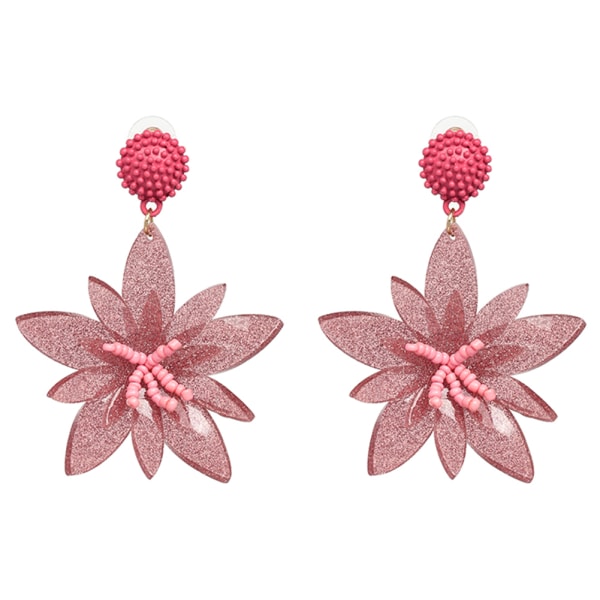 1 par delikate øreringe kvinder dame moderigtigt blomster ørestikker gave (pink)