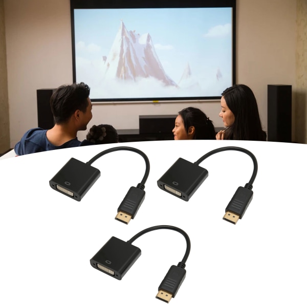 3 kpl DisplayPort-DVI-sovitin 4K HD 1080P Mini DP-DVI-sovitinkaapeli PC Kannettava tietokone HDTV-näyttöprojektori