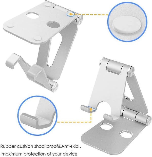Mobiltelefonstativ Justerbart Vikbart Aluminium Tabletstativ Silver