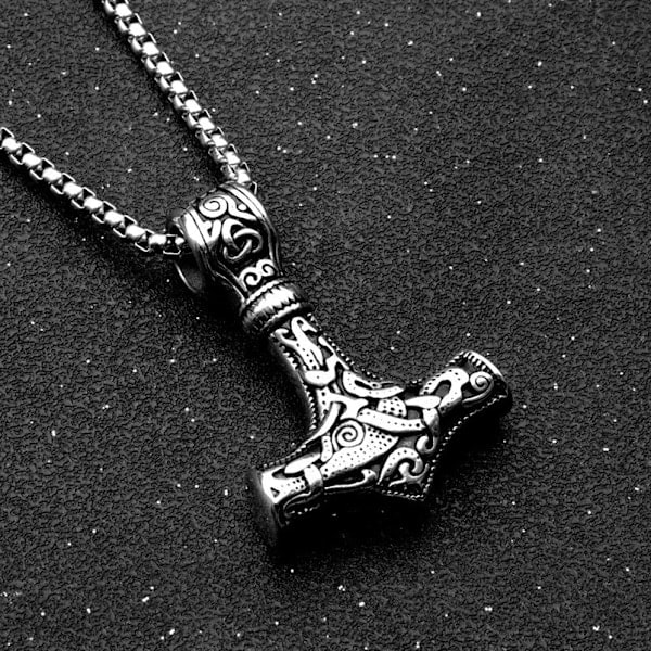 Viikinkikaulakoru, Thorin vasara Mjolnir -ketju, hopea (PA)