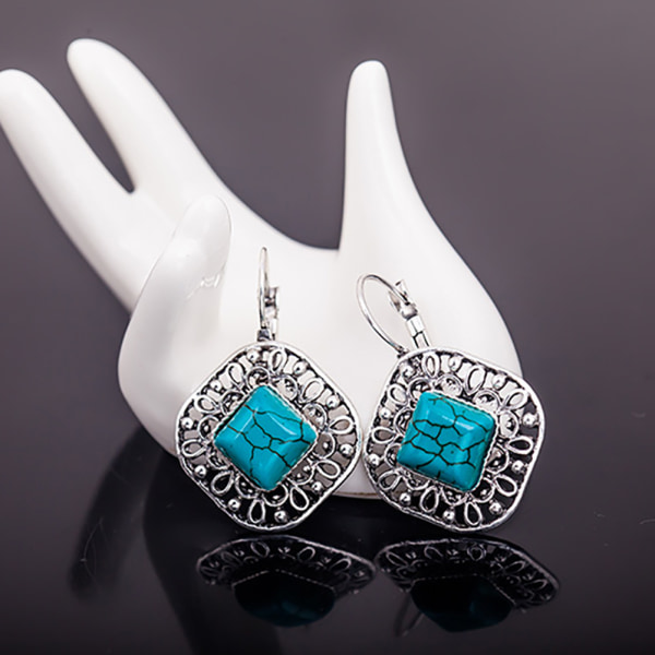 Diamond turkis krage kjede kjede øredobber armbånd sett smykker sett gave