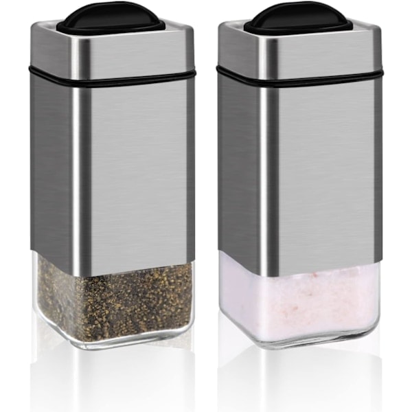 Salt- og peberkværne, saltspreder med justerbare huller, salt- og peberkværnsæt i glas, til sort peber, kosher- og havsalt