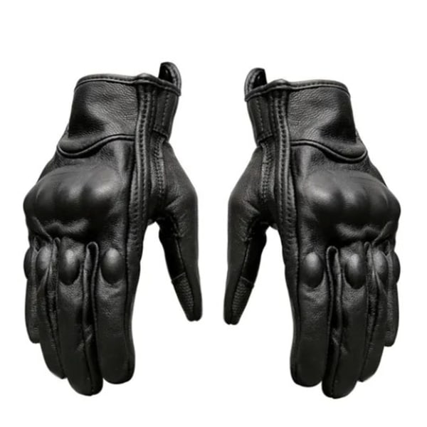 Fullfinger läderhandskar Rygg- och knogskydd Varma handskar för motorcykelcykling