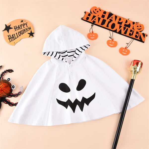 Halloween kostym for småbarn Ghost Hooded mantel Rolig spökmønster Ho