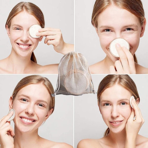 16. vaskbar makeup borttagningskuddar, bomuldskuddar återanvändbara tvättbara