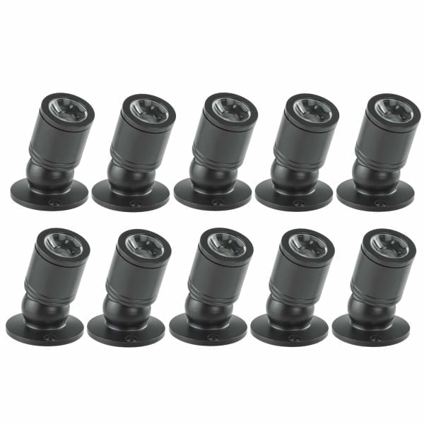 Mini LED 1W Loftlampe med Driver 10 stk. (Sort, Varm Hvid)