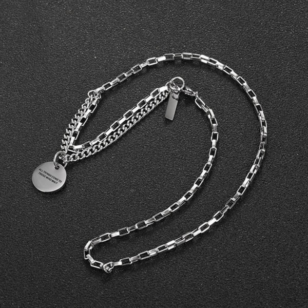 Layered Silver Halsband Fashionabla enkelt Titanstål Enkelt hängande halsband för fester kontor utomhus