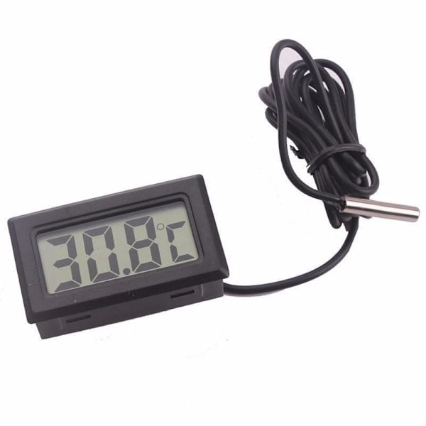 Mini LCD Digital Temperatur og Fuktighet Termometer Utendørs Hygrometer Måler Sonden Black