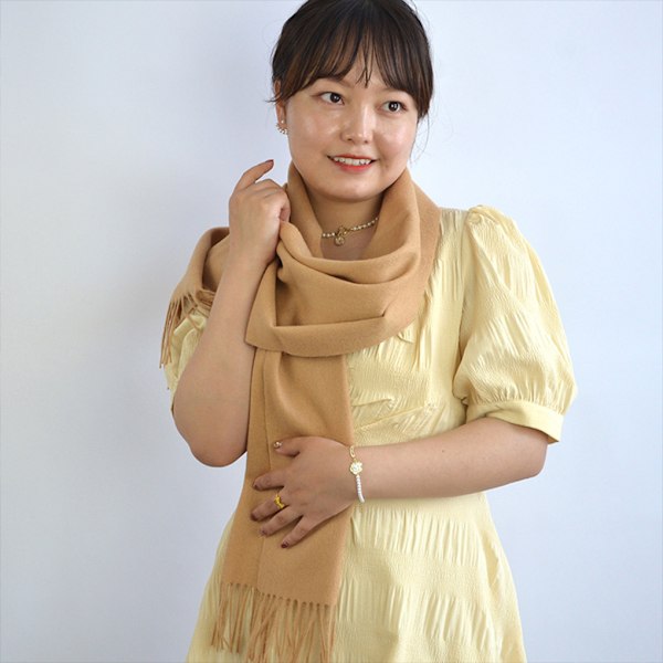 1/2/3 Unisex Halstørklæde med Frynser Varmt og Hyggeligt Rørhalstørklæde til Brun Gul brown yellow 1Set