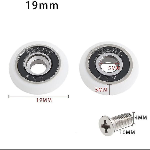 Sett med 8 erstatningshjul for dusjdører med 19 mm diameter