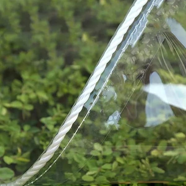 1 x Vedenpitävä läpinäkyvä pressu, vedenpitävä läpinäkyvä pressu silmukoilla, (1x2m)
