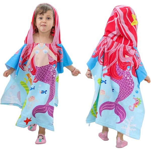 Barnbadhandduk (Lila Sjöjungfru 60*120cm), Strandhandduk för Barn