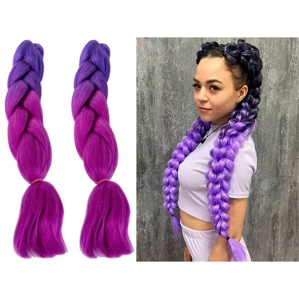 Jumbo Braid / Löst Hår Hårfläta - 60 cm Lila