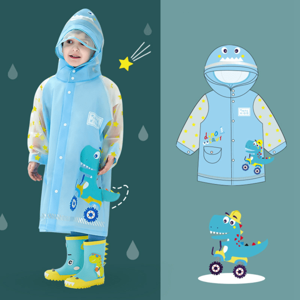 Lasten sadetakki lastentarha Lasten sarjakuva sadetakki ulkona vedenpitävä baby sadetakki Sininen Dinosaur M