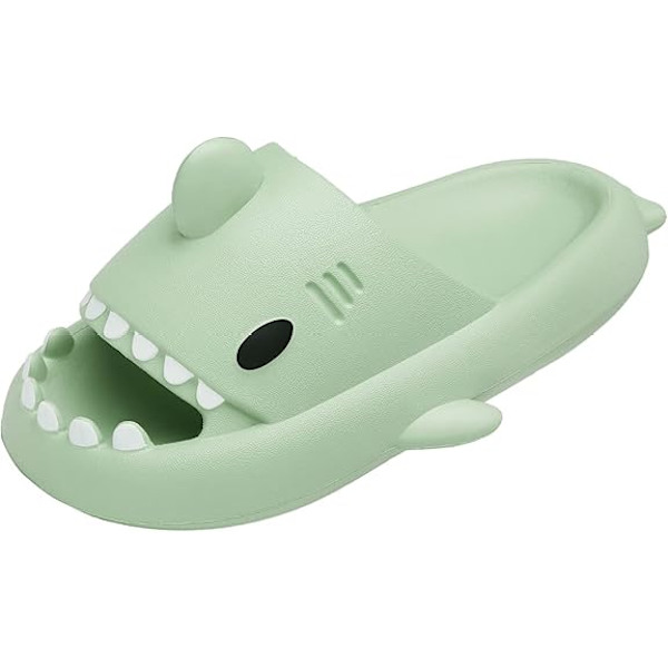 Herre- og damesandaler i hajform, sommer-slippers, nye åbne slippers med skridsikker strand, pool- og brusebadssko med tyk grøn sål Green 38/39