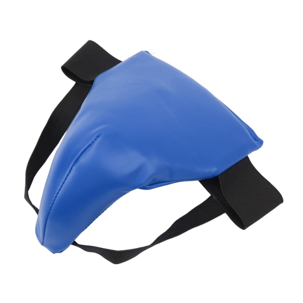 Lyskebeskytter PU Læder Justerbar Elastisk Bånd Boksning Lyskebeskytter til fodbold Basketball Blue S 43.3?55.1in