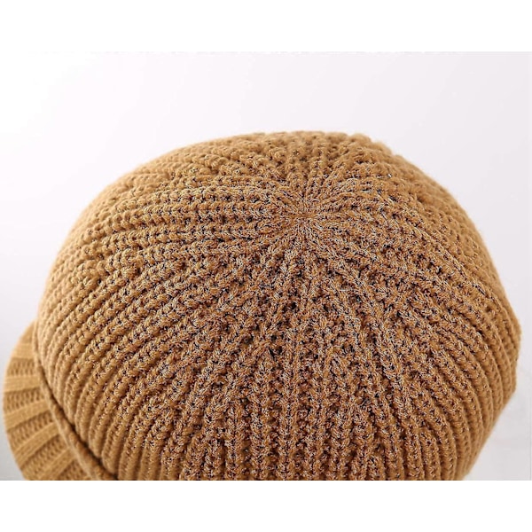 Hatt med skygge til mænd, vinter, strikket, tyk, udendørs Camel Camel One Size