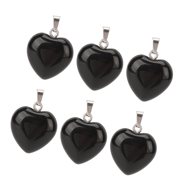 10 stk hjerteformet anhengsett svart glatt utsøkte smykker DIY steinanheng for å lage halskjeder