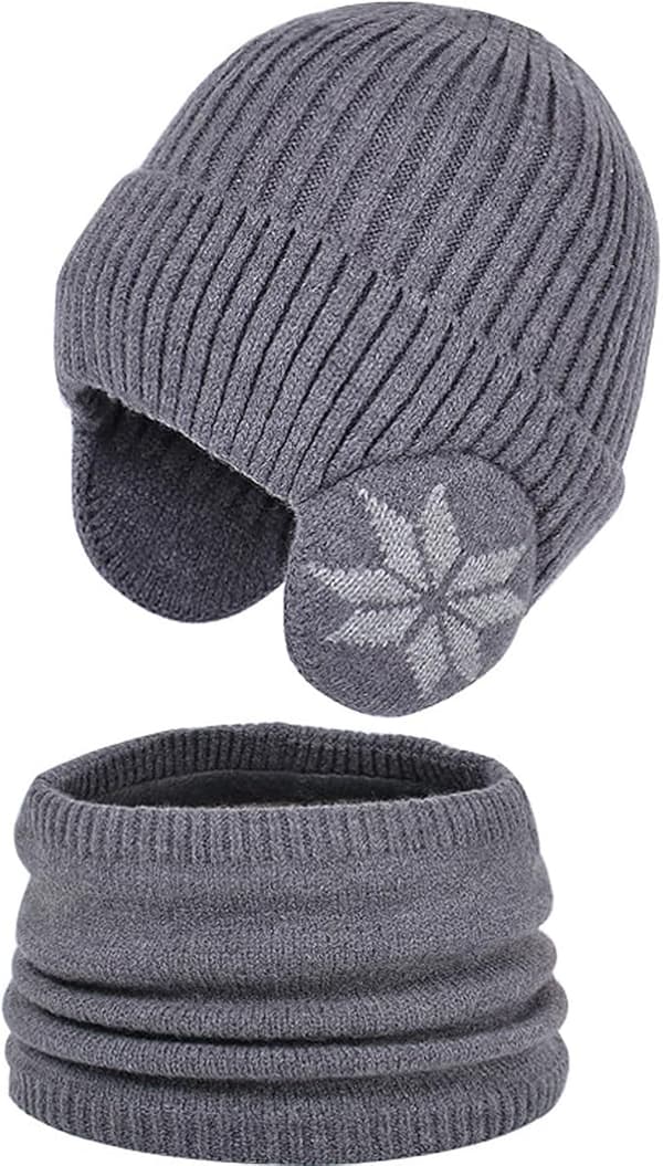 Vintermössa halsduk set, varm vintermössa, stickad mössa band halsduk