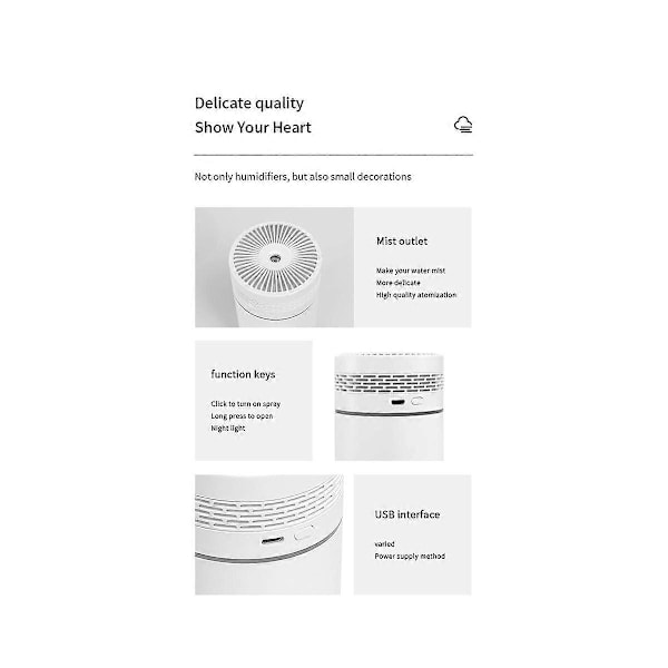 Bærbar 250 ml Luftfukter Aromaterapi Humidificador for Hjem Bil USB Sprøyte med LED Farge Ni.pa