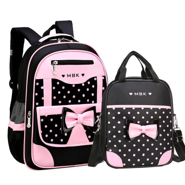 Skolväska i koreansk stil 1-3-5-6 klass barnvagn skolväska flickor 6-9-12 år gammal ryggsäck Pink (school bag) / two flash wheels