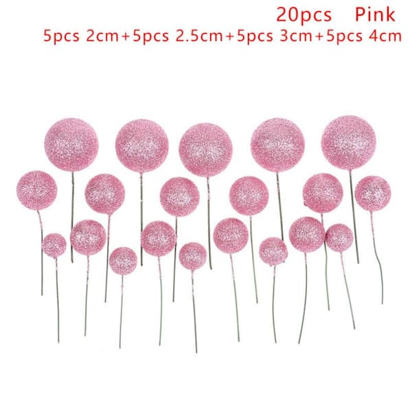 20 stk. Ball Cake Topper Kakepynt ROSA rosa