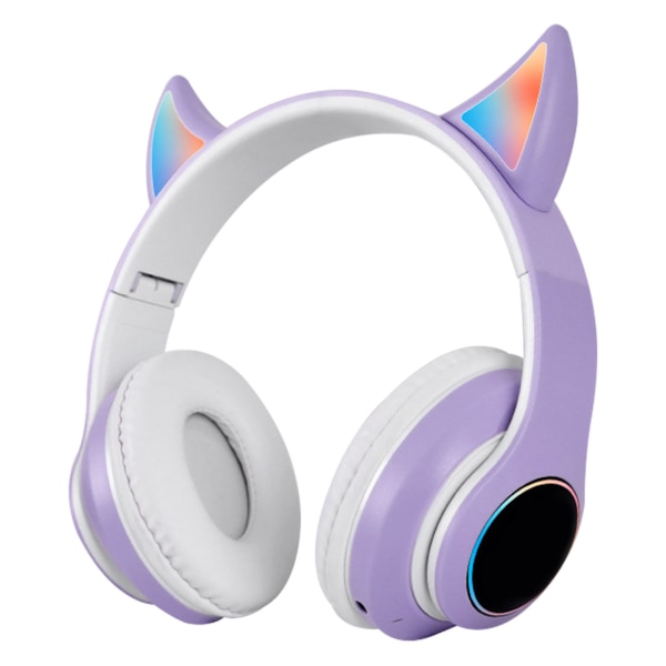 Vikbara Bluetooth -hörlurar HiFi Glödande effekt Lätt Bekvämt sött trådlöst headset Lila