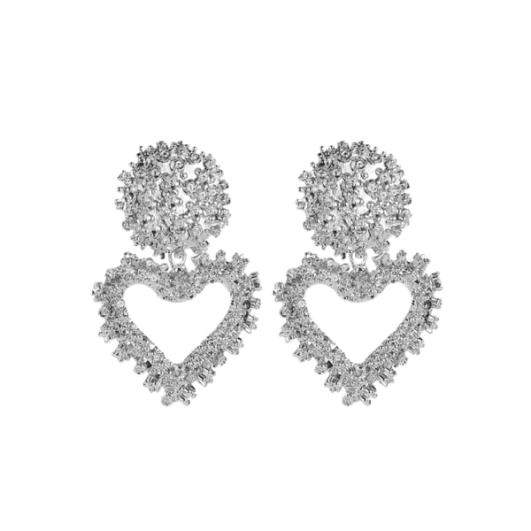 Mode Elegant hjerteformet prægede øreringe Damer Piger Eardrop smykker (sølv)