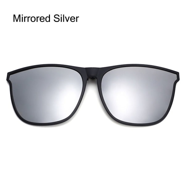 Polarisert Clip On Solbriller menns kjørebriller SPEIL Speilfarget sølv Mirrored Silver