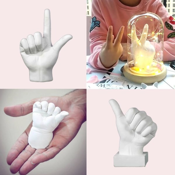 3D Hands Støpesett DIY Gips Statue Støpesett Håndholdende håndverksminne for par Voksen Barn Bryllupsdag