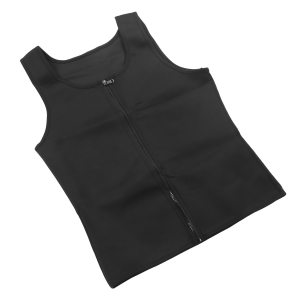 Menn Glidelås Fitness Shapewear Tank Top L Størrelse All Black Quick Dry Male Workout Slanking Tank Top