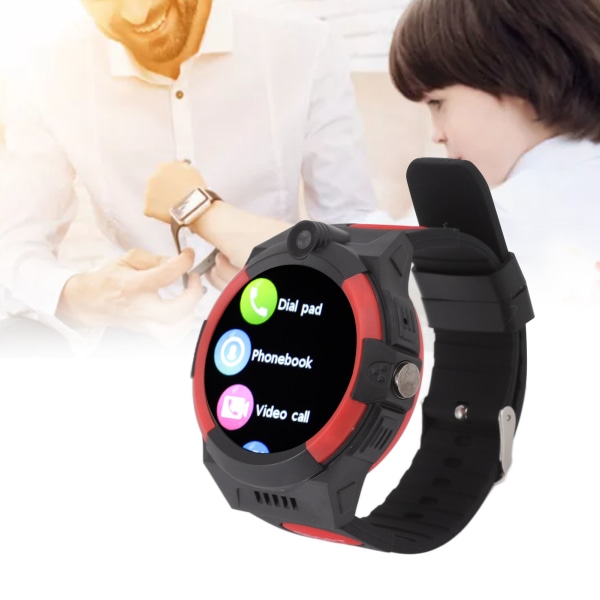1,28 tommers Smartwatch for barn berøringsskjerm 4G videosamtale GPS-posisjon Vanntett for gutter Jenter Gaver Rød