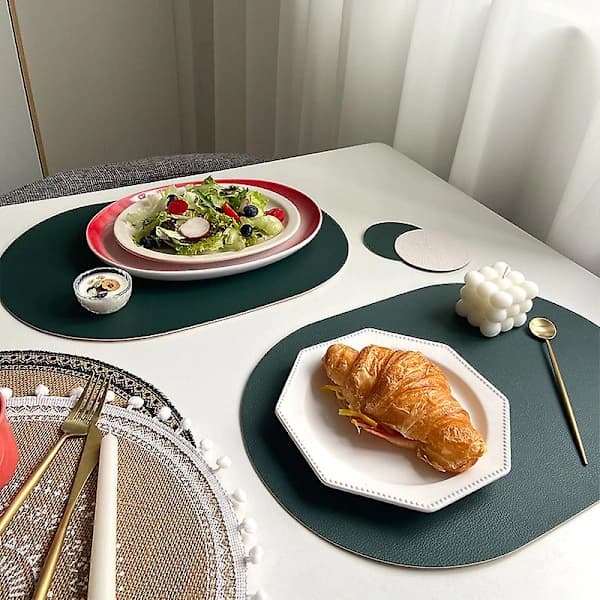 4-pack 43,5*30cm Blå Ovala Bordstabletter Konstläder