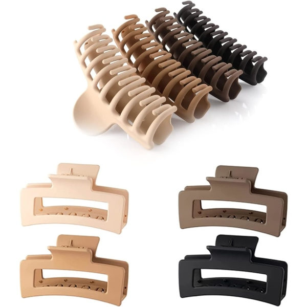 8 store hårklemmer for tykt hår | Premiumkvalitet store hårklemmer for tykt hår | 4,3-tommers sklisikre matte fargehårs klemmeklemmer | Stilig design