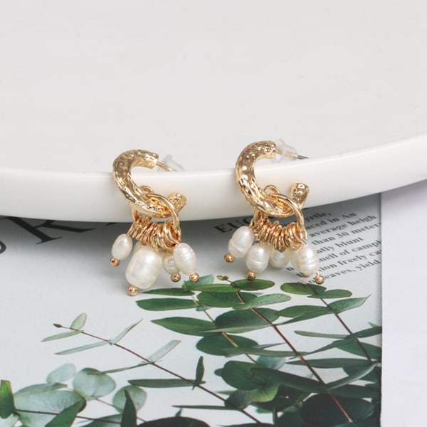 1 Par mode C-form hänge örhänge med faux Pearl dekoration kvinnor flicka smycken gåva