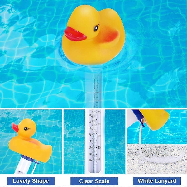 Flydende Pooltermometer, Flydende Termometer med Snor, Ande-stil Vandtermometer til Udendørs Pools