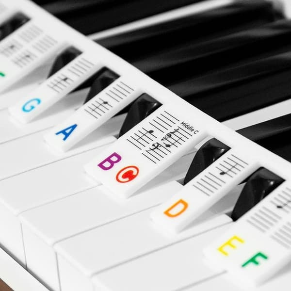 Aftagelige klaver- og keyboardetiketter 61 tangenter Flerfarvet—pa