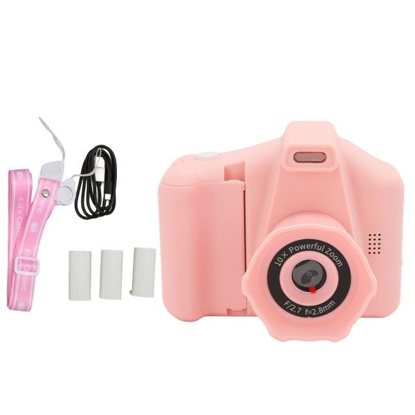 Utskriftskamera for barn 1440P 2,8 tommers skjerm Mini Barnevideokamera med fylllys for gutter, jenter, rosa
