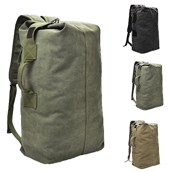 Kaesi Fashion Herr Stor Kapacitet Canvas Utomhus Sportväska Resa Klättring Ryggsäck feng（S，Khaki）