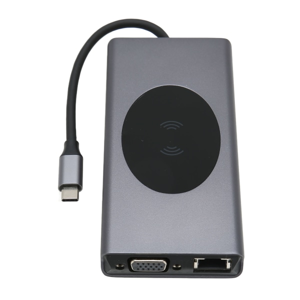13 i 1 USB C dokkingstasjon Multifunksjonell høyhastighets multiport 4K HD USB C Hub Adapter Grå