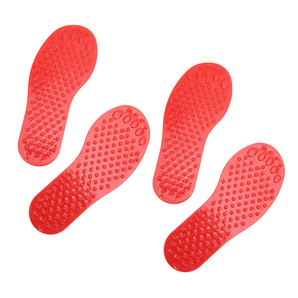 2 par fodformede gulvmarkører PVC skridsikre pædagogiske fodaftryksmarkører til førskoleklasseværelse børnehave rød