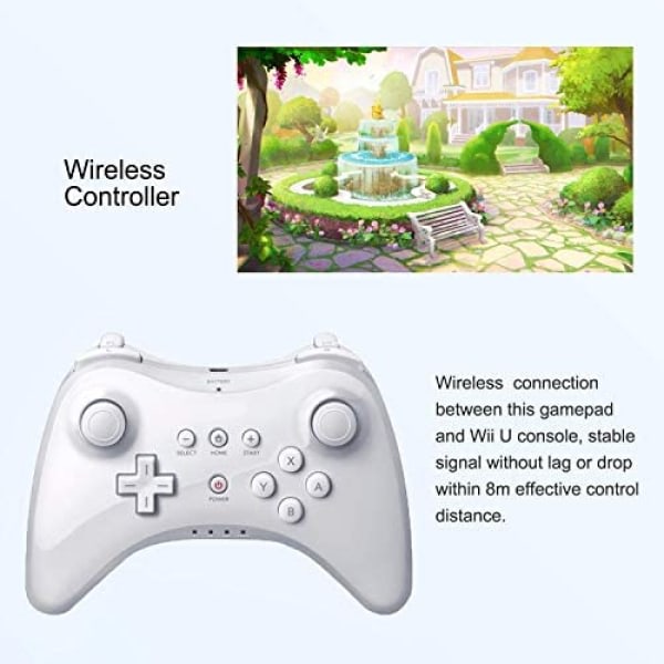 Pro Controller til Wii U, og trådløs Controller Gamepad til Nintendo Wii U Dual Analog Game Remote Joystick (Vit)
