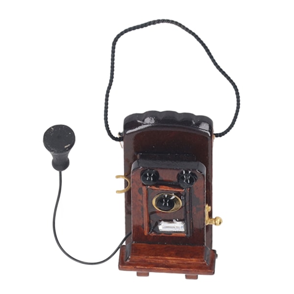 1: 12 Miniatyr Dollhouse Telefon Vintage väggmonterad telefon Dockhus väggtelefon dekoration