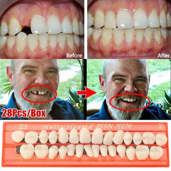 28 stk/sæt harpiks tænder Model Holdbare tandproteser Universal Resi falske tænder