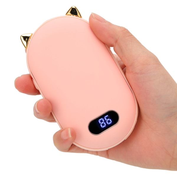 Elektrisk håndvarmer USB Oppladbar 2-temperaturgir Dobbeltsideoppvarming Multifunksjonell Power BankPink