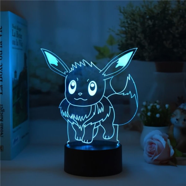 Tegnet Anime Eevee Nattlys 3D Illusionslys LED-tavle