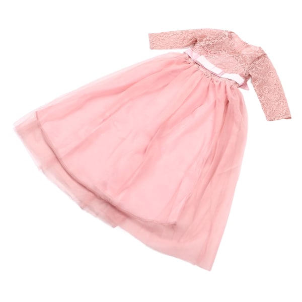 Prinsessatytön häämekko, 3/4-hihainen pitsinen kukkapuku Prinsessan pörröinen mekko lapsille Pinkki 120cm